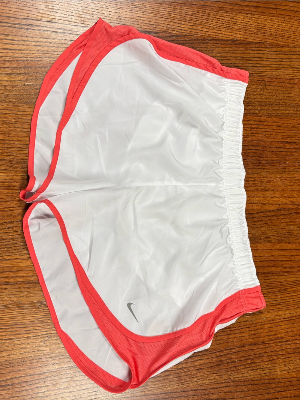 Nike White and Coral Athletic Running Shorts